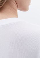 Bayan Beyaz Düğme Detaylı Tişört ( MODAL )