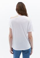 Bayan Beyaz Taş Detaylı Oversize Tişört ( MODAL )
