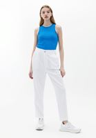 Bayan Beyaz Ultra Yüksek Bel Baggy-Fit Pantolon ( TENCEL™ )
