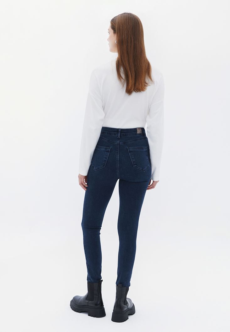 Bayan Mavi  Ultra Yüksek Bel Skinny-Fit Pantolon