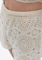 Women Cream Crochet Mini Shorts