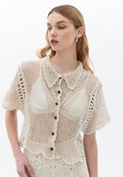 Women Cream Crochet Shirt