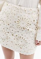Women Cream Crochet Mini Skirt