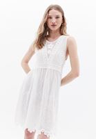 Women White Mini Dress with Embroidery Detail