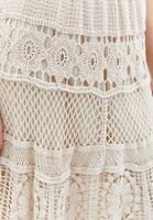 Women Cream Crochet Midi Skirt