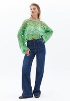 Women Green Crochet Crop Blouse