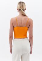 Women Orange V-neck Seamless Crop Singlet