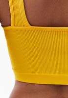 Women Yellow V-Neck Seamless Crop Singlet