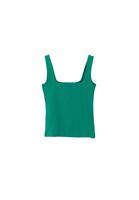 Women Green Stretch Square Neck Singlet