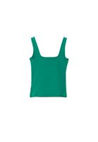 Women Green Stretch Square Neck Singlet