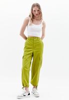 Women Green High Rise Pants with Cargo Pockets