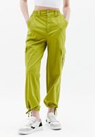 Bayan Yeşil Yüksek Bel Kargo Cepli Pantolon