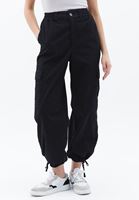 Women Black High Rise Pants with Cargo Pockets