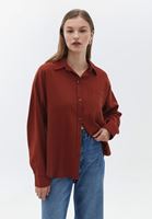 Women Brown Oversize Shirt with Pocket