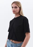 Women Black Cotton Blended Tshirt