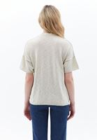 Women Cream Cotton Blended Tshirt with Button Detail