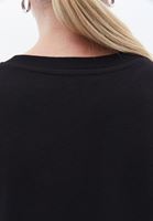Bayan Siyah Taş Detaylı Crop Tişört