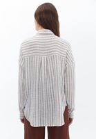 Women Mixed Oversize Shirt With Pocket Detail