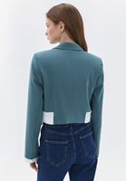 Bayan Yeşil Crop Blazer Ceket