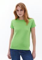 Bayan Yeşil Pamuklu Sıfır Yaka Tişört