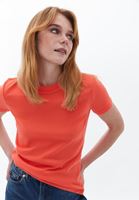 Women Orange Cotton Crew Neck Tshirt