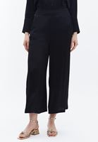Women Black High Rise Satin Pants With Culotte Fit