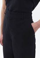 Women Black Linen Blended Straight Fit Pants