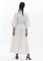 Women Cream Linen Blended Maxi Dress