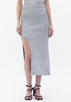 Women Silver High Rise Maxi Skirt
