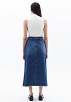 Women Blue High Rise Denim Skirt with Slit Detail