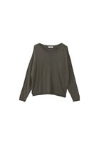 Women Khaki Boat Neck Knitwear Sweater