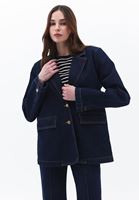 Bayan Mavi Oversize Blazer Denim Ceket