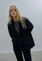 Bayan Mavi Oversize Blazer Denim Ceket