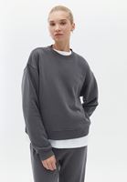 Bayan Gri Sıfır Yaka Sweatshirt