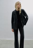 Bayan Siyah Oversize Taşlı Blazer Ceket