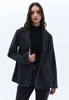 Bayan Siyah Oversize Taşlı Blazer Ceket