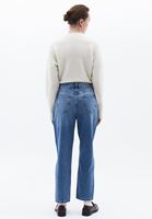 Women Blue Ultra High Rise Mom Fit Pants