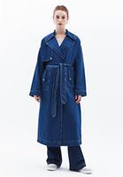 Women Blue Oversize Trenchcoat with Belt