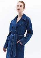 Women Blue Oversize Trenchcoat with Belt