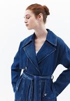 Women Blue Oversize Trenchcoat with Belt