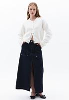 Women Blue High Rise Denim Skirt with Slit