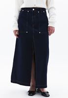 Women Blue High Rise Denim Skirt with Slit