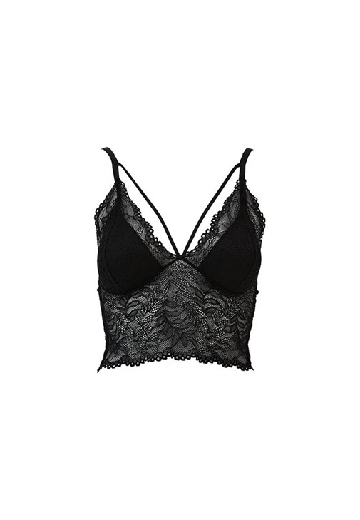 Biye Detaylı Dantelli Bralet	ve Slim-Fit Pantolon Kombini