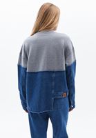 Bayan Mavi Sıfır Yaka Oversize Sweatshirt