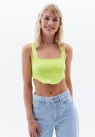 Bayan Yeşil Kare Yaka Seamless Crop Top