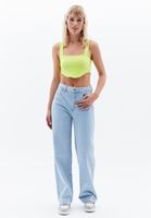 Bayan Yeşil Kare Yaka Seamless Crop Top