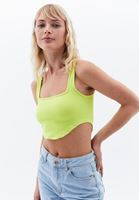 Bayan Yeşil Kare Yaka Seamless Crop Top