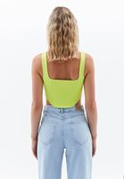 Bayan Yeşil Kare Yaka Seamless Crop Top