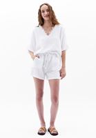 Women White Ultra High Rise Cotton Blended Shorts