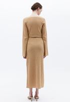 Women Beige High Rise Skirt with Slit Detail